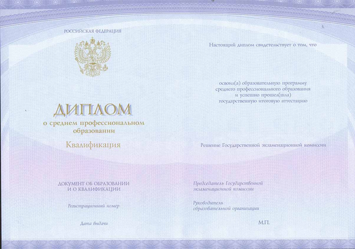 Диплом техникума Спецбланк 2014-2021 годов в Пензе